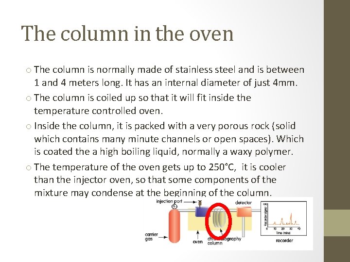 The column in the oven o The column is normally made of stainless steel