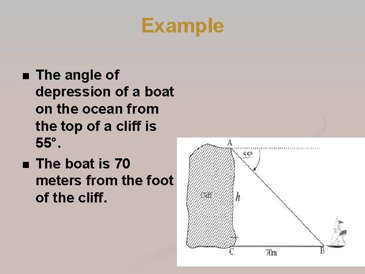 Example n n The angle of depression of a boat on the ocean from Example n n The angle of depression of a boat on the ocean from