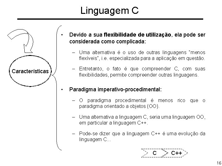 Linguagem C • Devido a sua flexibilidade de utilização, ela pode ser considerada como