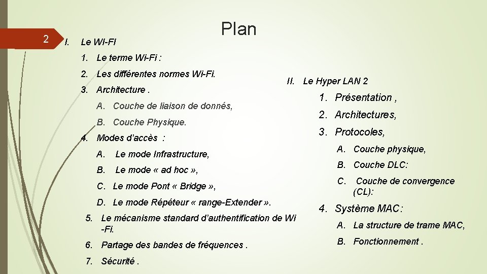 2 I. Le WI-FI Plan 1. Le terme Wi-Fi : 2. Les différentes normes