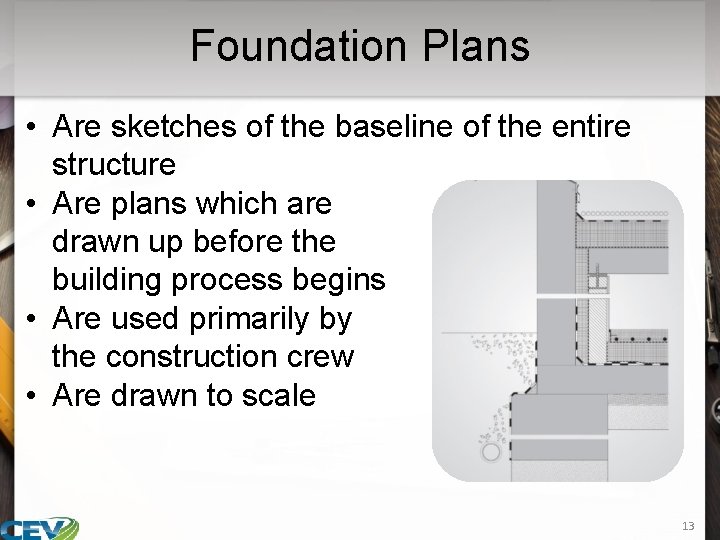 Foundation Plans • Are sketches of the baseline of the entire structure • Are