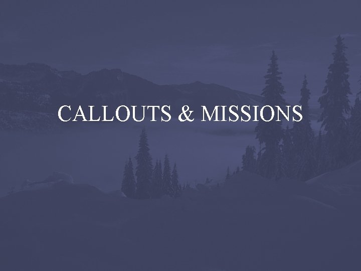 CALLOUTS & MISSIONS 