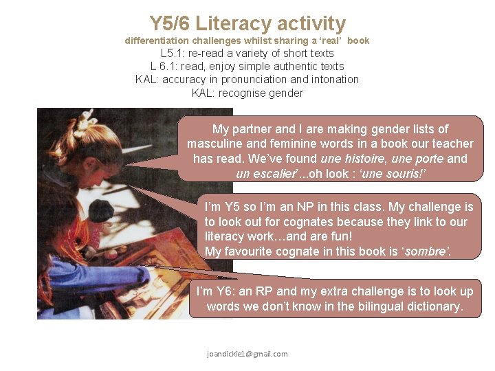 Y 5/6 Literacy activity differentiation challenges whilst sharing a ‘real’ book L 5. 1: