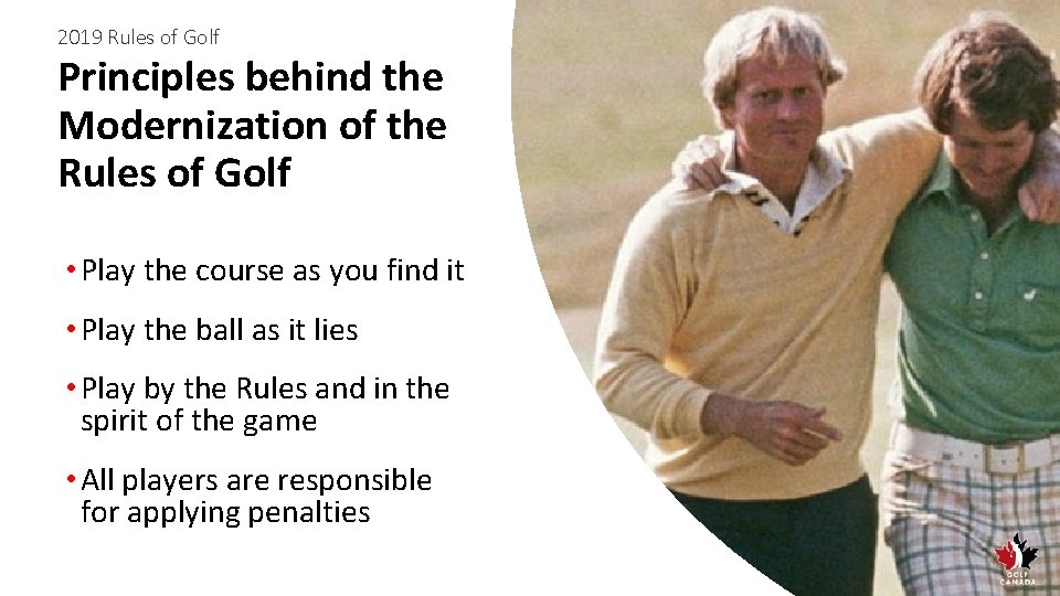 2019 Rules of Golf Principles behind the Modernization of the Rules of Golf •