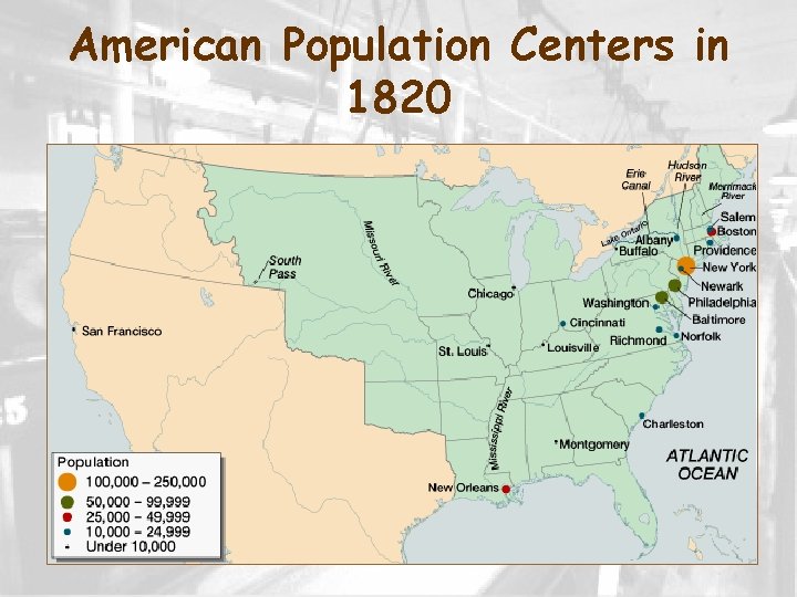 American Population Centers in 1820 