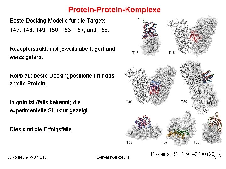 Protein-Komplexe Beste Docking-Modelle für die Targets T 47, T 48, T 49, T 50,