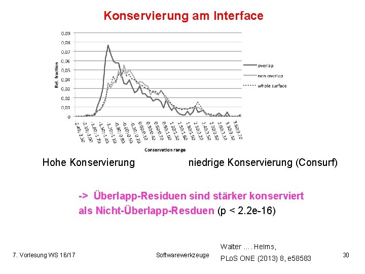 Konservierung am Interface Hohe Konservierung niedrige Konservierung (Consurf) -> Überlapp-Residuen sind stärker konserviert als