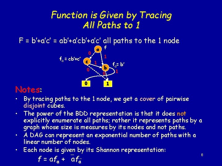 Function is Given by Tracing All Paths to 1 F = b’+a’c’ = ab’+a’c’
