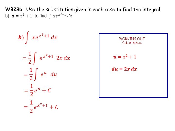  WORKING OUT Substitution 