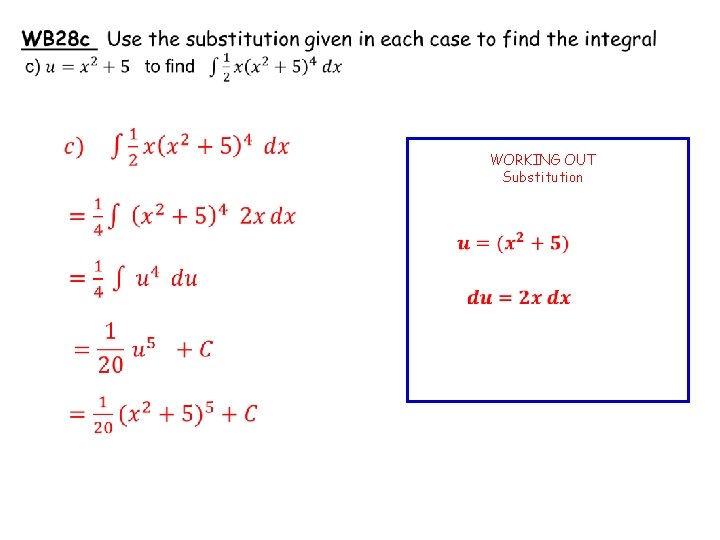  WORKING OUT Substitution 