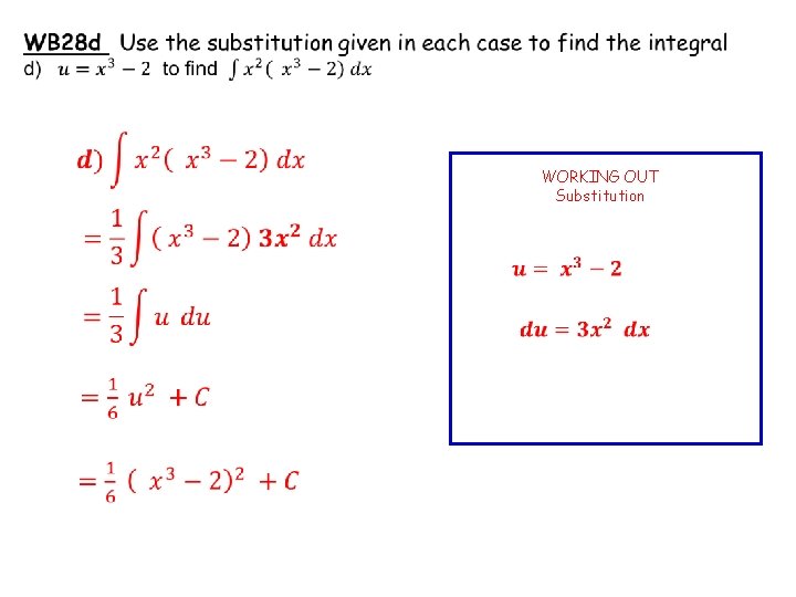  WORKING OUT Substitution 