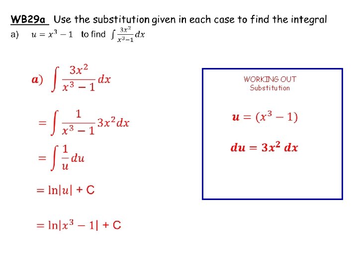  WORKING OUT Substitution 