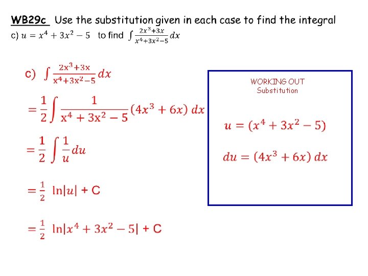  WORKING OUT Substitution 