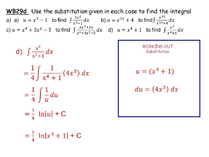  WORKING OUT Substitution 