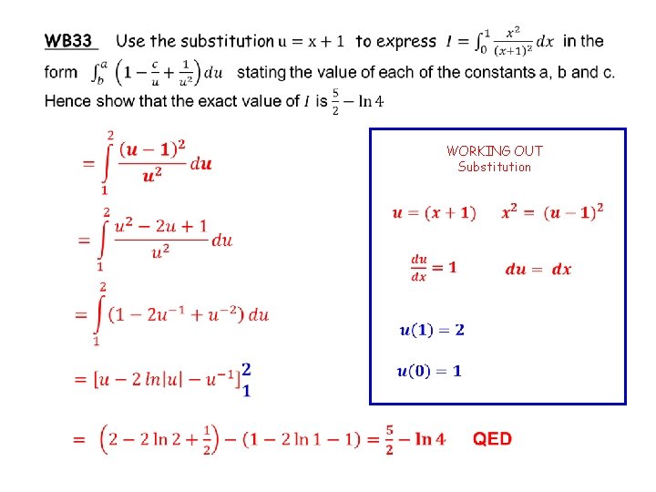  WORKING OUT Substitution 