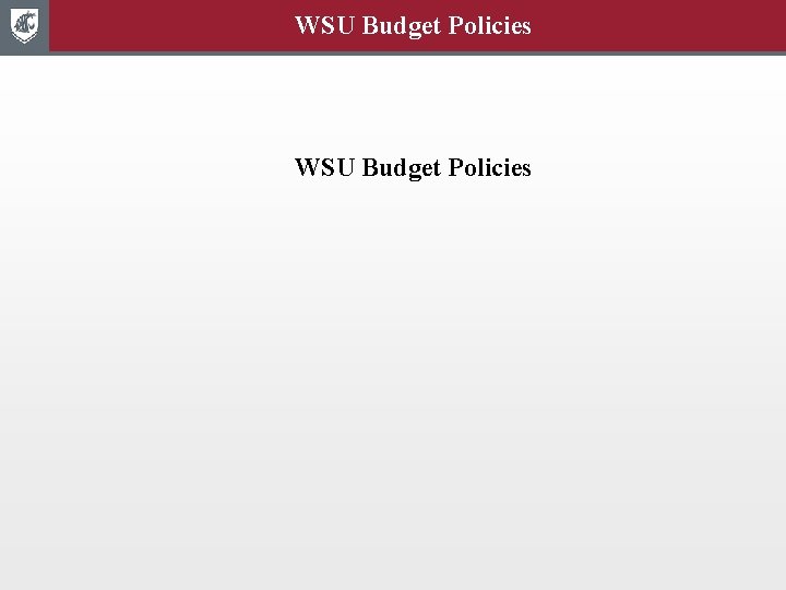 WSU Budget Policies 