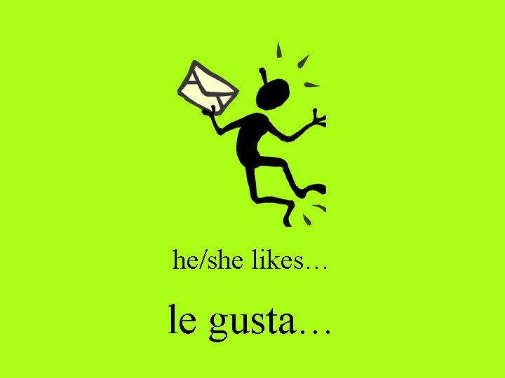 he/she likes… le gusta… 