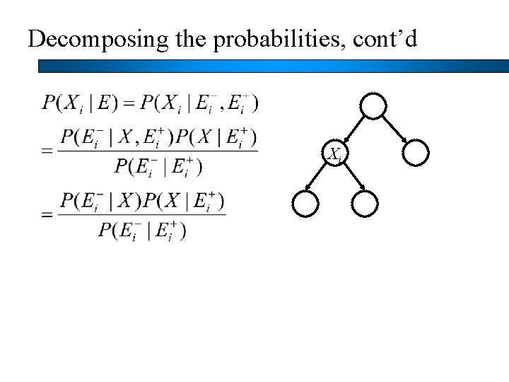 Decomposing the probabilities, cont’d Xi 