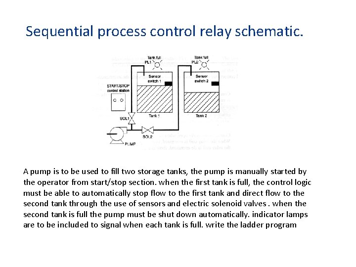 Sequential process control relay schematic. A pump is to be used to fill two