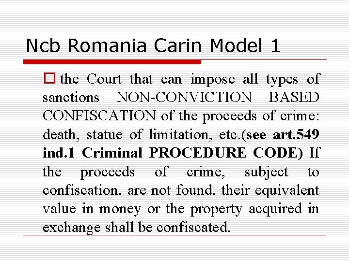 Ncb Romania Carin Model 1 o the Court that can impose all types of