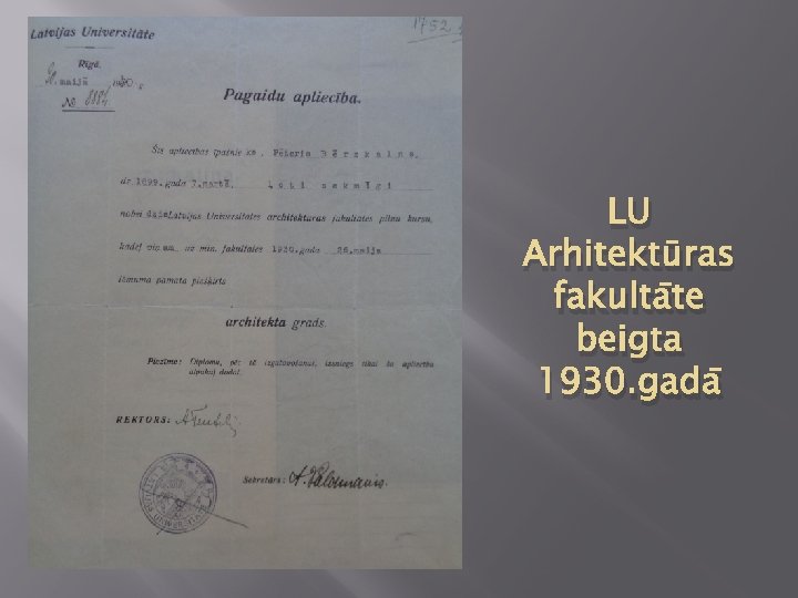 LU Arhitektūras fakultāte beigta 1930. gadā 