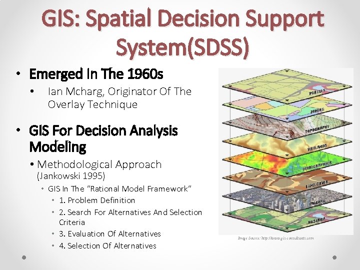 GIS: Spatial Decision Support System(SDSS) • Emerged In The 1960 s • Ian Mcharg,