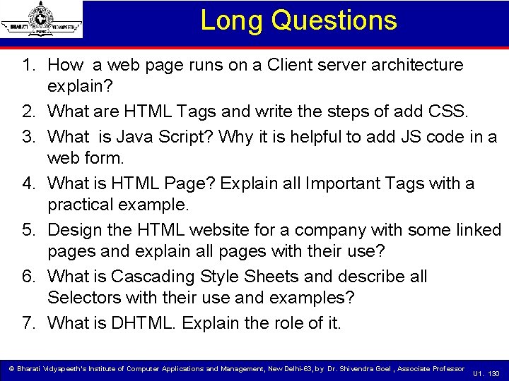 Long Questions 1. How a web page runs on a Client server architecture explain?