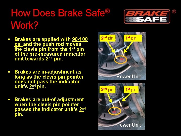 How Does Brake Safe® Work? Brakes are applied with 90 -100 psi and the
