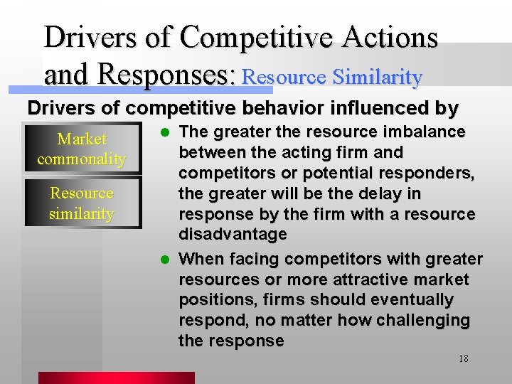 Drivers of Competitive Actions and Responses: Resource Similarity Drivers of competitive behavior influenced by