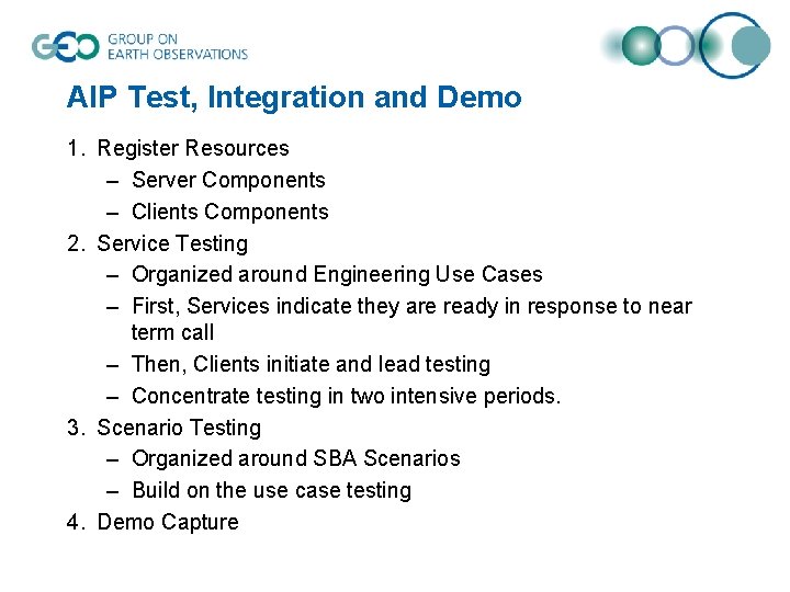 AIP Test, Integration and Demo 1. Register Resources – Server Components – Clients Components