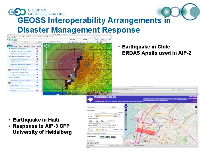 GEOSS Interoperability Arrangements in Disaster Management Response • Earthquake in Chile • ERDAS Apollo