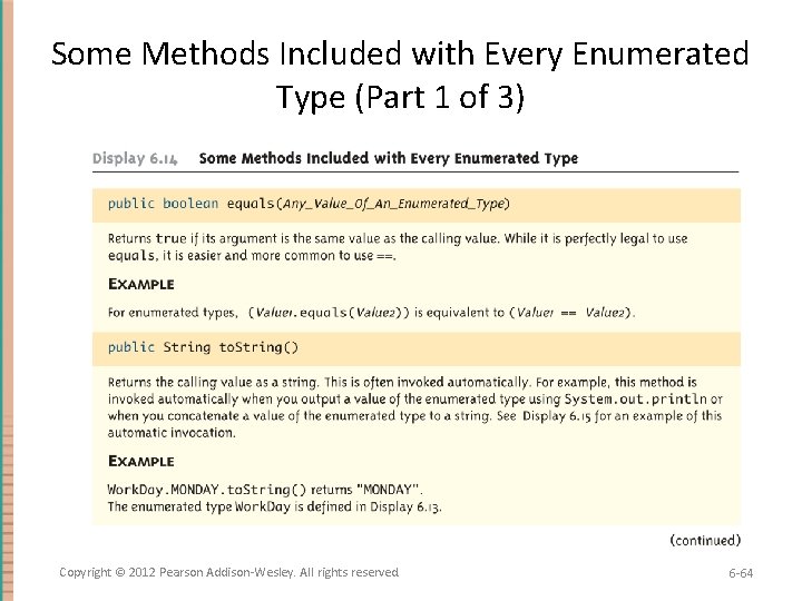 Some Methods Included with Every Enumerated Type (Part 1 of 3) Copyright © 2012