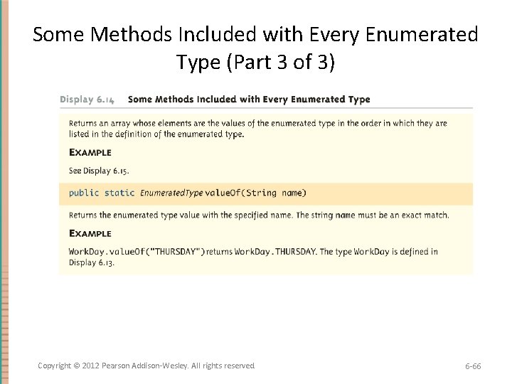 Some Methods Included with Every Enumerated Type (Part 3 of 3) Copyright © 2012