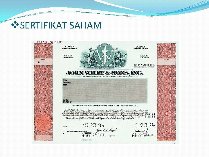 v. SERTIFIKAT SAHAM 