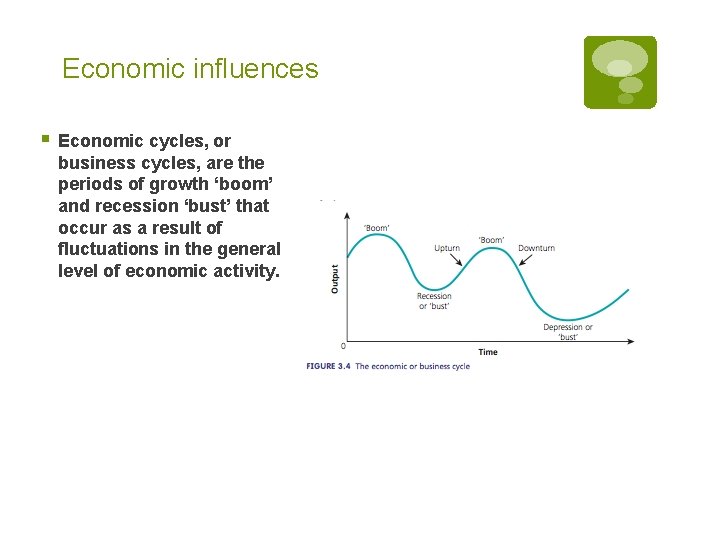 Economic influences § Economic cycles, or business cycles, are the periods of growth ‘boom’