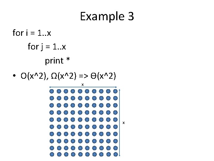 Example 3 for i = 1. . x for j = 1. . x