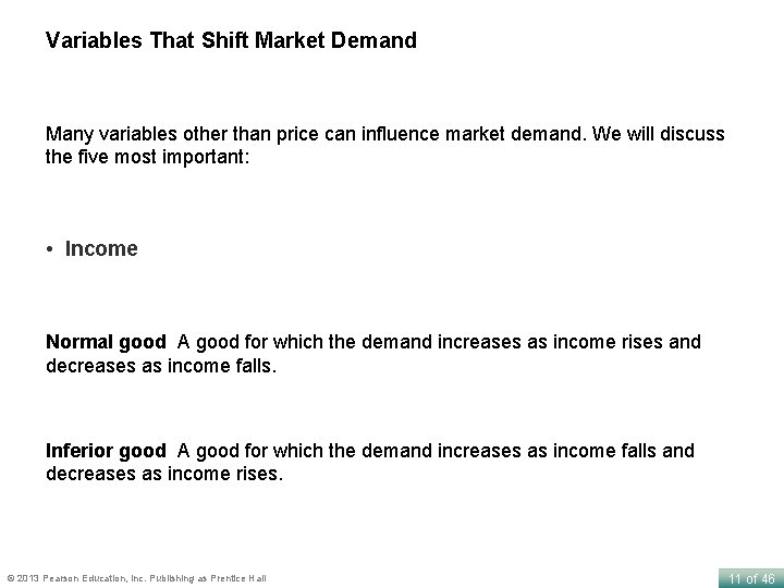 Variables That Shift Market Demand Many variables other than price can influence market demand.