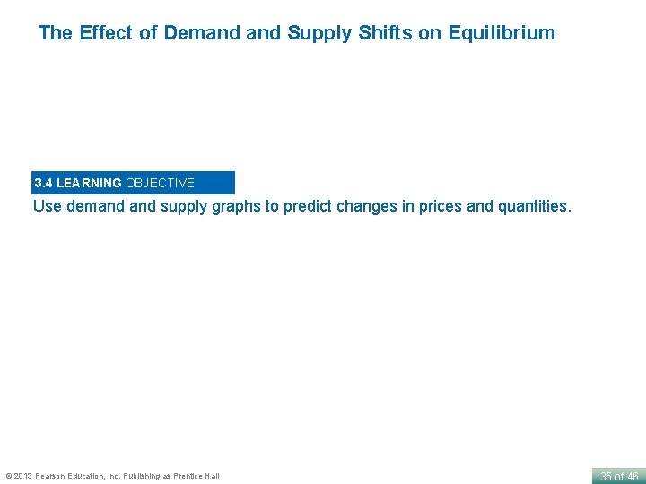 The Effect of Demand Supply Shifts on Equilibrium 3. 4 LEARNING OBJECTIVE Use demand