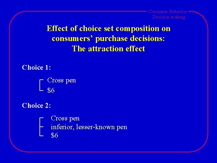 Consumer Behavior Decision making Effect of choice set composition on consumers’ purchase decisions: The