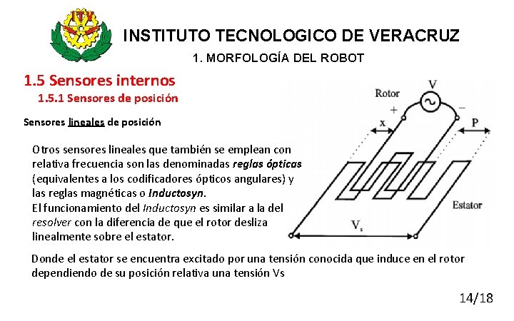 INSTITUTO TECNOLOGICO DE VERACRUZ 1. MORFOLOGÍA DEL ROBOT 1. 5 Sensores internos 1. 5.