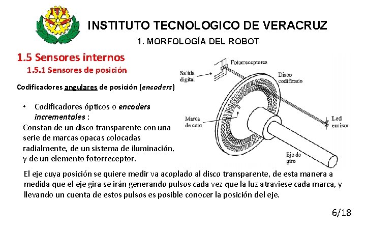INSTITUTO TECNOLOGICO DE VERACRUZ 1. MORFOLOGÍA DEL ROBOT 1. 5 Sensores internos 1. 5.