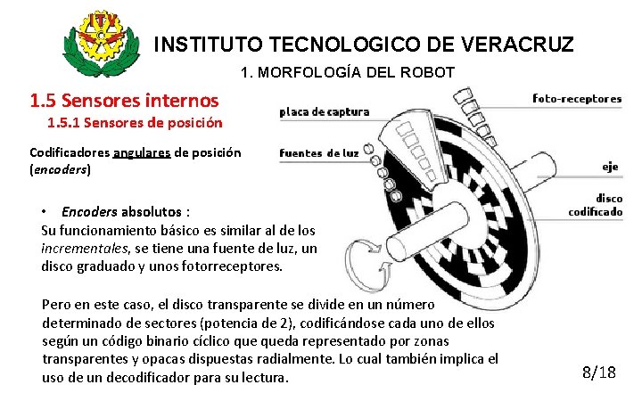 INSTITUTO TECNOLOGICO DE VERACRUZ 1. MORFOLOGÍA DEL ROBOT 1. 5 Sensores internos 1. 5.