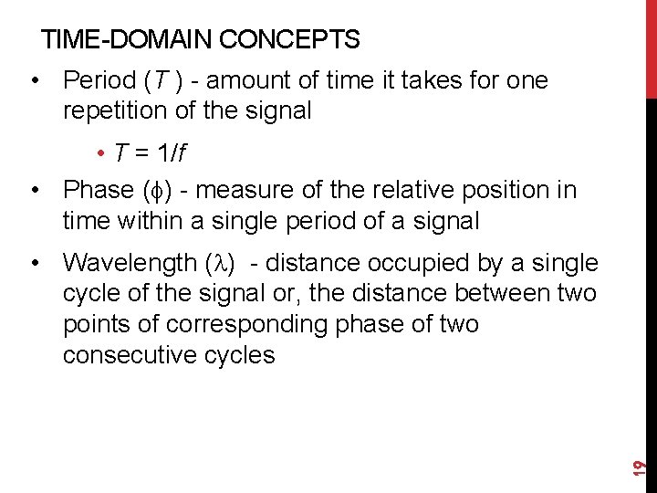 TIME-DOMAIN CONCEPTS • Period (T ) - amount of time it takes for one
