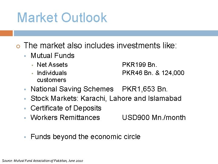 Market Outlook The market also includes investments like: Mutual Funds ▪ ▪ Net Assets