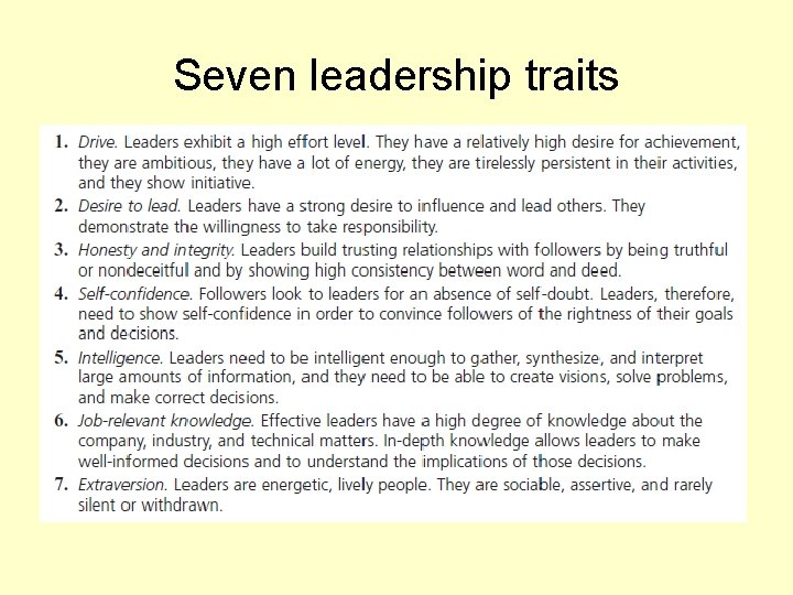 Seven leadership traits 