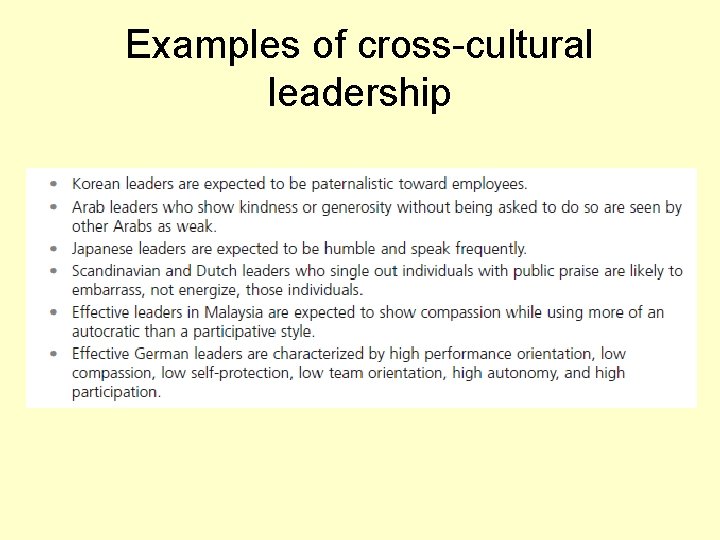 Examples of cross-cultural leadership 