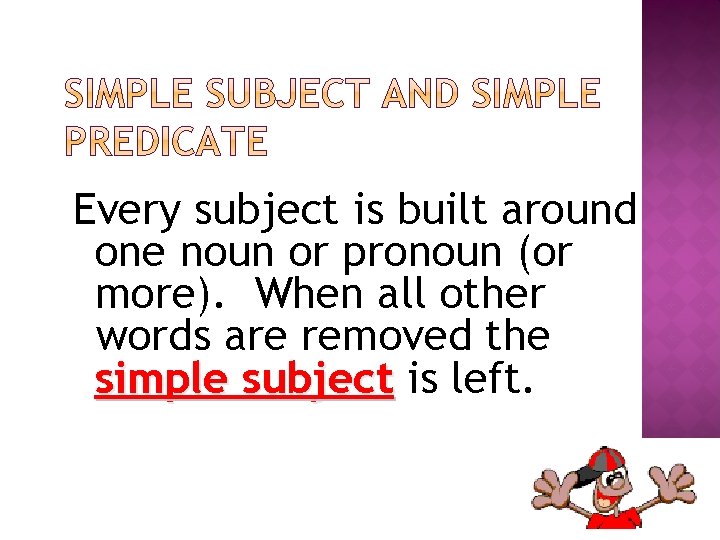 Every subject is built around one noun or pronoun (or more). When all other