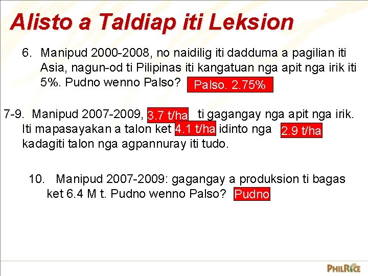 Alisto a Taldiap iti Leksion 6. Manipud 2000 -2008, no naidilig iti dadduma a