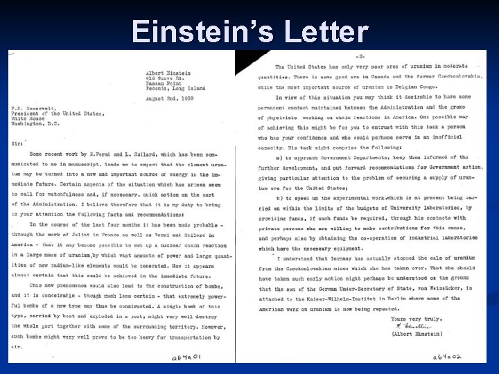 Einstein’s Letter 