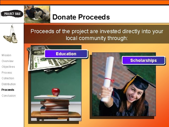 Donate Proceeds of the project are invested directly into your local community through: Mission